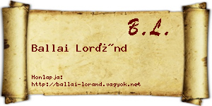 Ballai Loránd névjegykártya